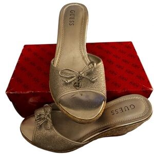 GUESS Women's Silver Wedge Sandals Sz 8.5